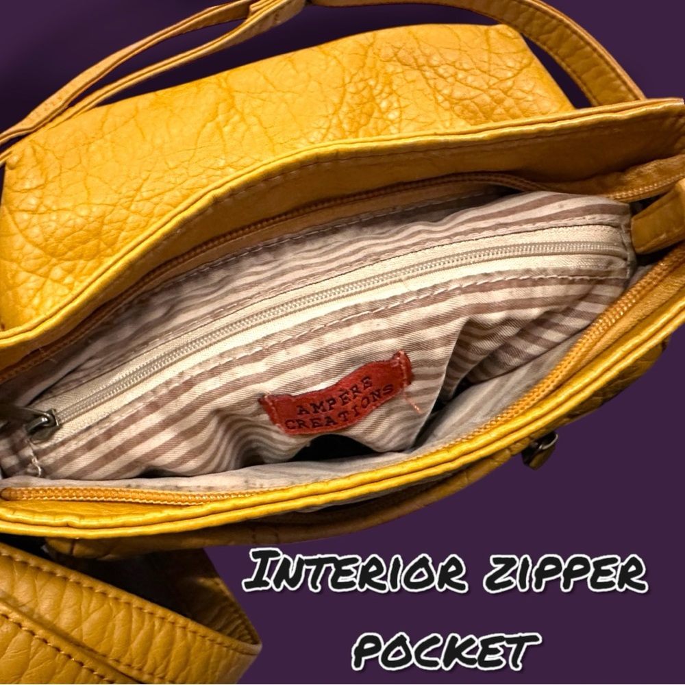 EUC Ampère Creations Vegan Willa Crossbody Bag in Mustard - Picture 9 of 11